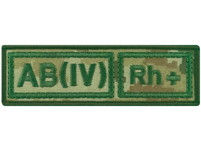 Полоска группа крови ПС AB(IV) Rh+ на цифре тактика.